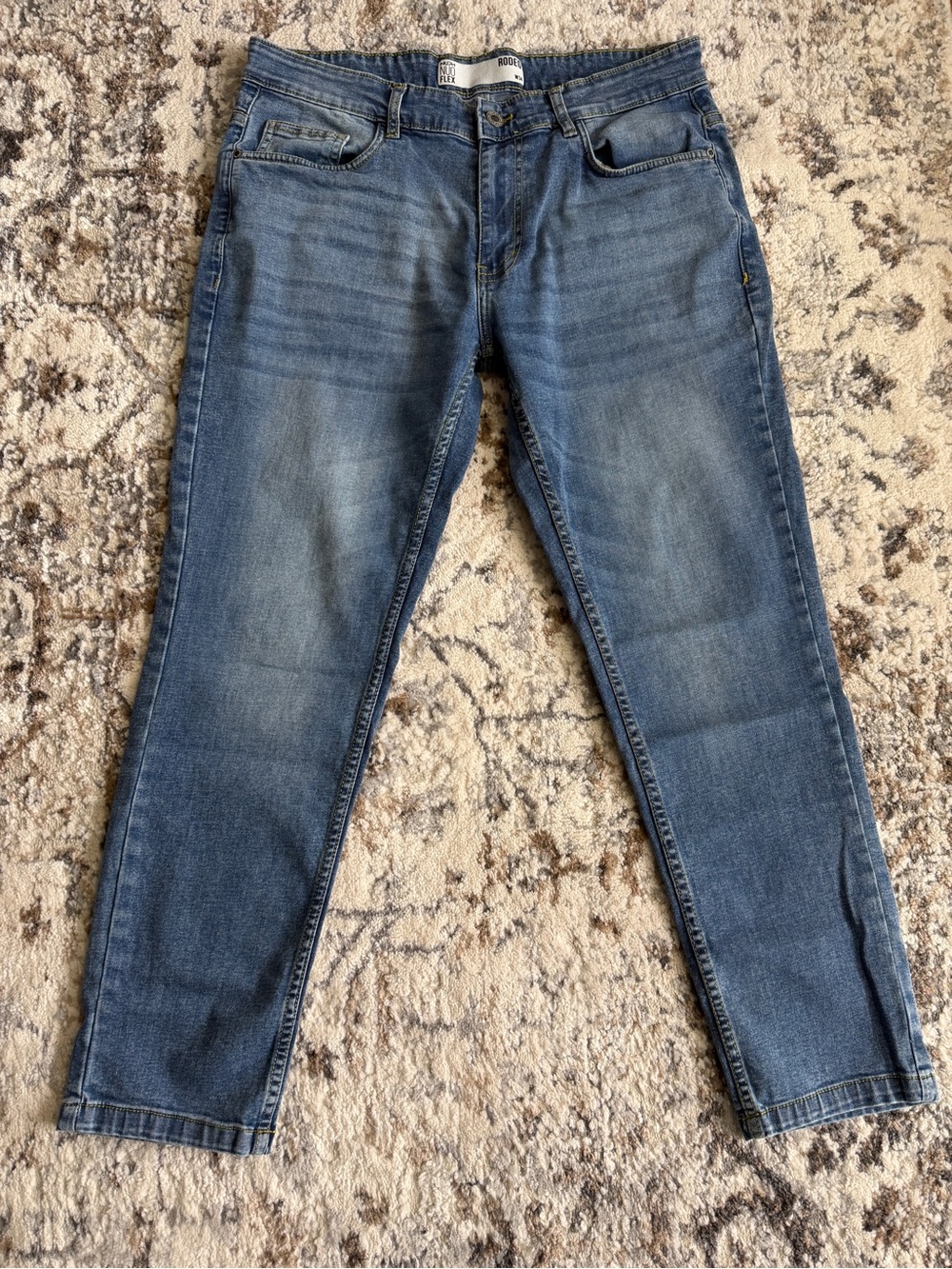 Light weight Slim Men's Denim Jeans in Washed Blue